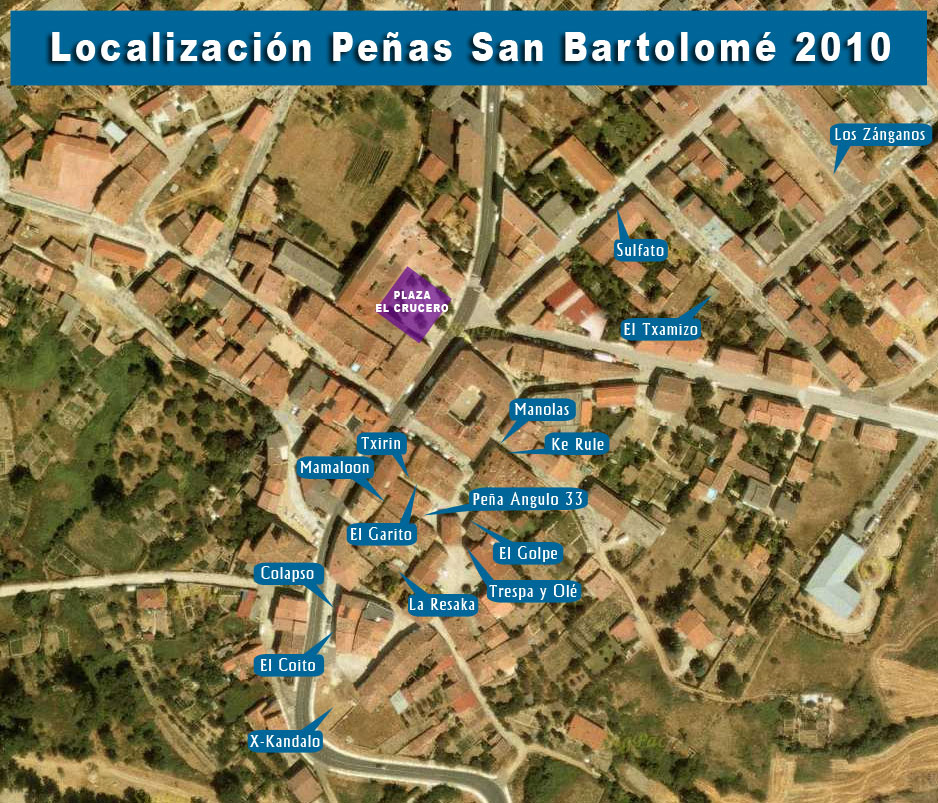 Plano de localizaci�n de Pe�as San Bartolom� 2010 